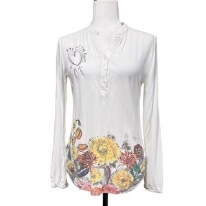 DESIGUAL Floral Long Sleeve Viscose Top